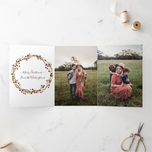 4 Foto Trifold Christmas Kaart Waterverf (Binnen)