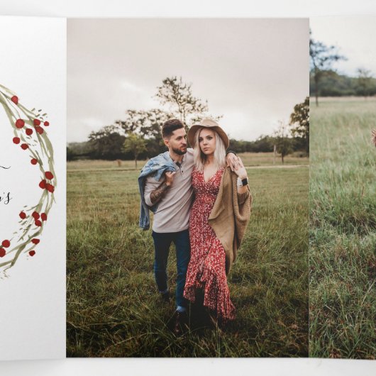 4 Foto Trifold Christmas Kaart Waterverf (Binnenkant midden)