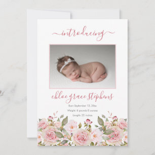 4 Foto van Collage Floral Girl Birth Announcement Aankondiging