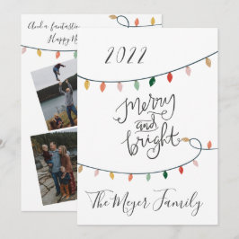 4 Foto van Merry and Bright kerstlampjes Feestdagenkaart