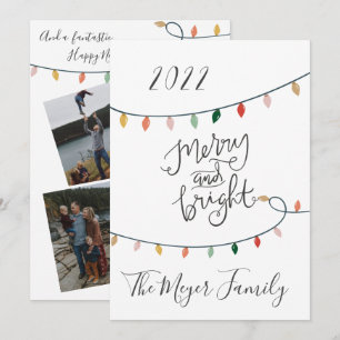 4 Foto van Merry and Bright kerstlampjes Feestdagenkaart