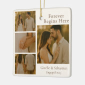 4 Foto Verloving Collage Kerstvakantie Keramisch Ornament (Links)