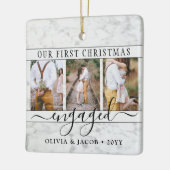 4 Foto Verloving Eerste Kerstmis Keramisch Ornament (Links)