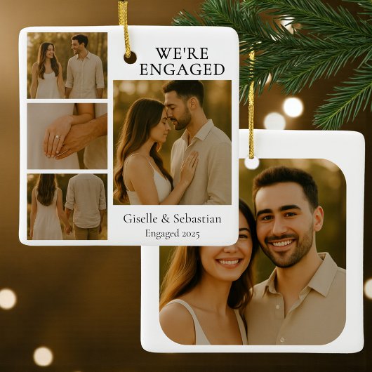 4 Foto Verlovingscollage Kerstmis Keramisch Ornament