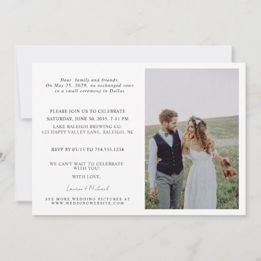 4 foto vieren met ons bruiloft receptie aankondiging (Achterkant)