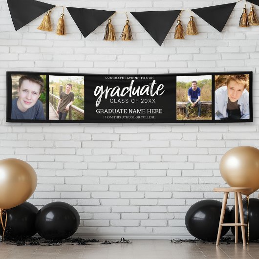 4 Foto Virtual Afstuderen Class of add year Black Spandoek