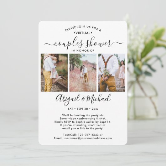 4 Foto Virtual Couples-Vrijgezellenfeest per post Kaart (Staand voorkant)