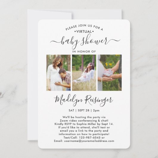 4 Foto Virtual Long Distance Baby shower door Mail Kaart (Voorkant)