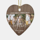 4 Foto voor het eerst met foto's samen Rustic Faux Keramisch Ornament (Links)