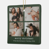4 Foto Vrolijk Kerstfeest Donkergroene vakantie Keramisch Ornament (Links)