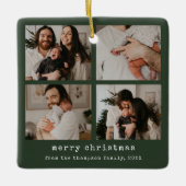 4 Foto Vrolijk Kerstfeest Donkergroene vakantie Keramisch Ornament (Voorkant)