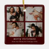 4 Foto Vrolijk Kerstfeest Donkerrood Vakantie Keramisch Ornament (Voorkant)