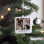 4 Foto Vrolijke Kerstvakantie Keramisch Ornament<br><div class="desc">Verhoog uw vakantie-inrichting met deze 4 foto Merry Christmas Holiday Keramische Ornament. Met dit tijdloze en elegante ontwerp kunt u uw gekoesterde vakantiefoto's laten zien. Voeg een gepersonaliseerde touch toe aan uw kerstboom of creëer een onvergetelijk cadeau voor geliefden. Om details te wijzigen klikt u op 'Details' en voor tekstaanpassingen...</div>