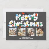 4 foto Vrolijke kerstvakantie lichten Feestdagenkaart (Voorkant)