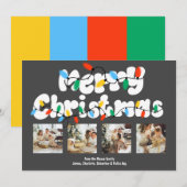 4 foto Vrolijke kerstvakantie lichten Feestdagenkaart (Voorkant / Achterkant)