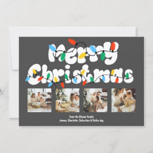 4 foto Vrolijke kerstvakantie lichten Feestdagenkaart