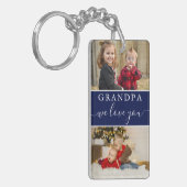 4 Foto We Love You Beste Opa Ooit Navy Blue Sleutelhanger (Voorkant Links)