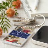 4 Foto We Love You Beste Opa Ooit Navy Blue Sleutelhanger (Voorkant Rechts)