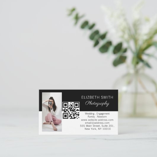4 Foto Wedding Collage Fotograaf QR Code Visitekaartje (Staand voorkant)