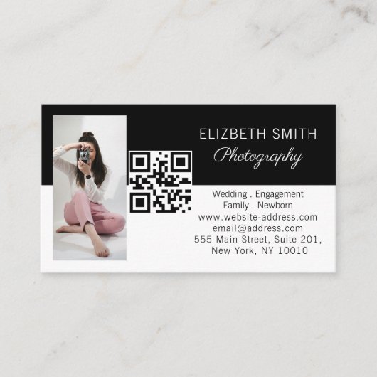 4 Foto Wedding Collage Fotograaf QR Code Visitekaartje (Voorkant)