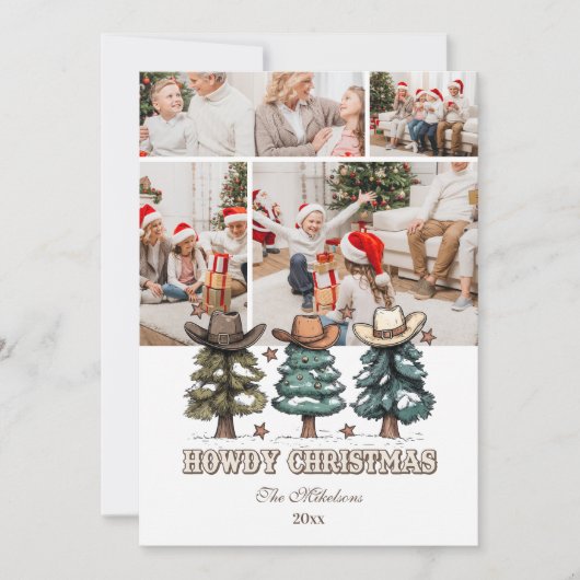 4 foto Western Howdy Christmas Feestdagenkaart (Voorkant)