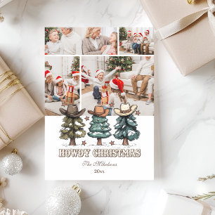 4 foto Western Howdy Christmas Feestdagenkaart