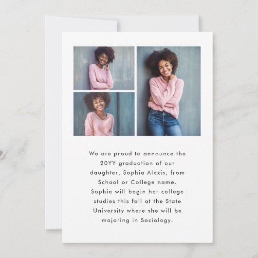 4 Foto White Overlay Elegant Script Afstuderen Aankondiging (Achterkant)