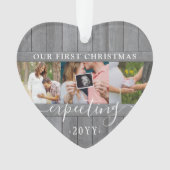 4 Foto Zwangerschap 1e mas Gray Faux Hood Heart Ornament