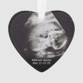 4 Foto Zwangerschap Eerste Kerstmis Faux Marble He Ornament (achterkant)