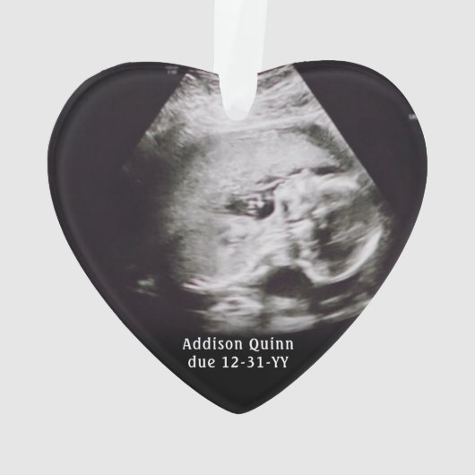 4 Foto Zwangerschap Eerste Kerstmis Faux Marble He Ornament (achterkant)