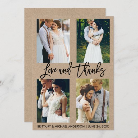 4 Fotoborstel Script Liefde Bedankt Bruiloft Kraft (Voorkant / Achterkant)