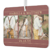 4 Fotobruiloft Collage Burgundy Red & Gold Heart Luchtverfrisser (Links)