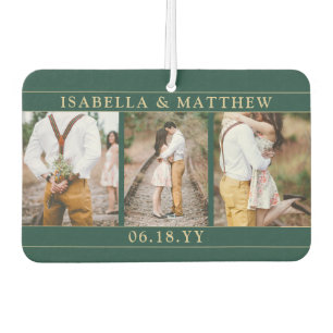 4 Fotobruiloft collage Elegant Green & Gold Heart Luchtverfrisser