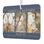 4 Fotobruiloft Collage Navy Blue & Gold Heart Luchtverfrisser (Links)