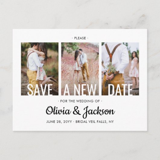 4 Fotobruiloft Verander de datum waarop plannen zi Aankondigingskaart (Voorkant)