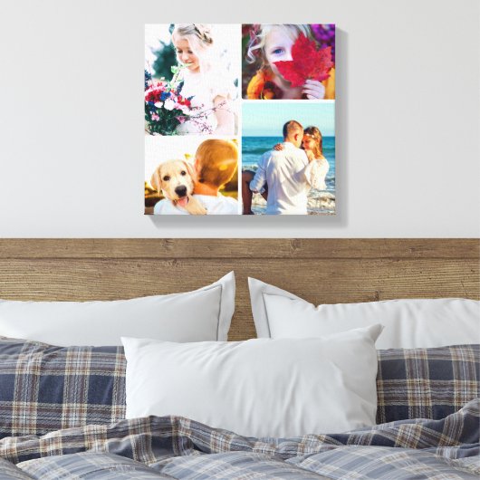 4 Fotocanvas afgeronde witte Sjabloon Canvas Afdruk (Insitu (Slaapkamer))