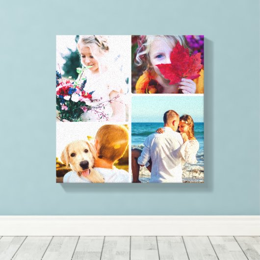 4 Fotocanvas afgeronde witte Sjabloon Canvas Afdruk (Insitu (Houten vloer))