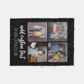 4 Fotocollage - 2 lijntekst - kan kleuren bewerken Fleece Deken (Voorkant (Horizontaal))