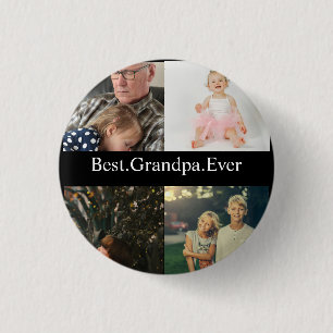 4 Fotocollage beste opa ooit Ronde Button 3,2 Cm