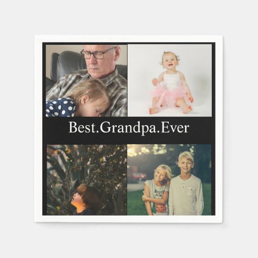 4 Fotocollage beste opa ooit Servet (Voorkant)