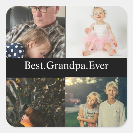 4 Fotocollage beste opa ooit Vierkante Sticker (Voorkant)