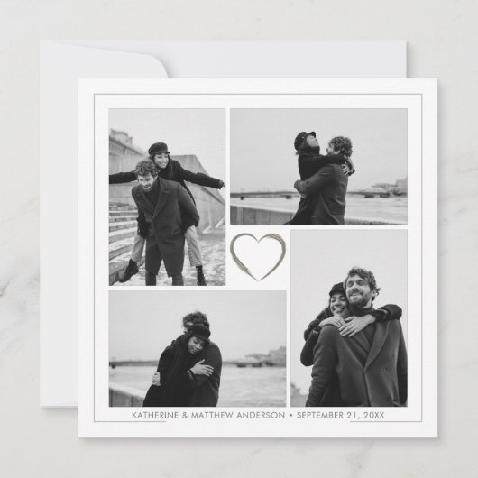 4 Fotocollage Bruiloft Jubileum Naam & Datum Aankondiging (Voorkant)