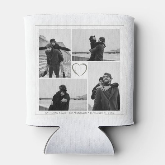 4 Fotocollage Bruiloft Jubileum Naam & Datum Blikjeskoeler (Achterkant)