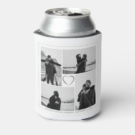 4 Fotocollage Bruiloft Jubileum Naam & Datum Blikjeskoeler (Blikje Achterkant)