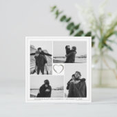 4 Fotocollage Bruiloft Jubileum Naam & Datum Kaart (Staand voorkant)