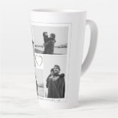 4 Fotocollage Bruiloft Jubileum Naam & Datum Latte Mok (Rechterhoek)