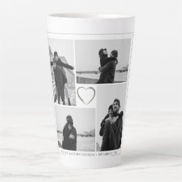 4 Fotocollage Bruiloft Jubileum Naam & Datum Latte Mok