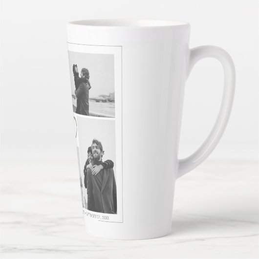 4 Fotocollage Bruiloft Jubileum Naam & Datum Latte Mok (Rechts)