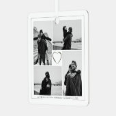 4 Fotocollage Bruiloft Jubileum Naam & Datum Metalen Ornament (Voorkant links)