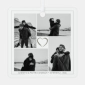 4 Fotocollage Bruiloft Jubileum Naam & Datum Metalen Ornament (Achterkant)
